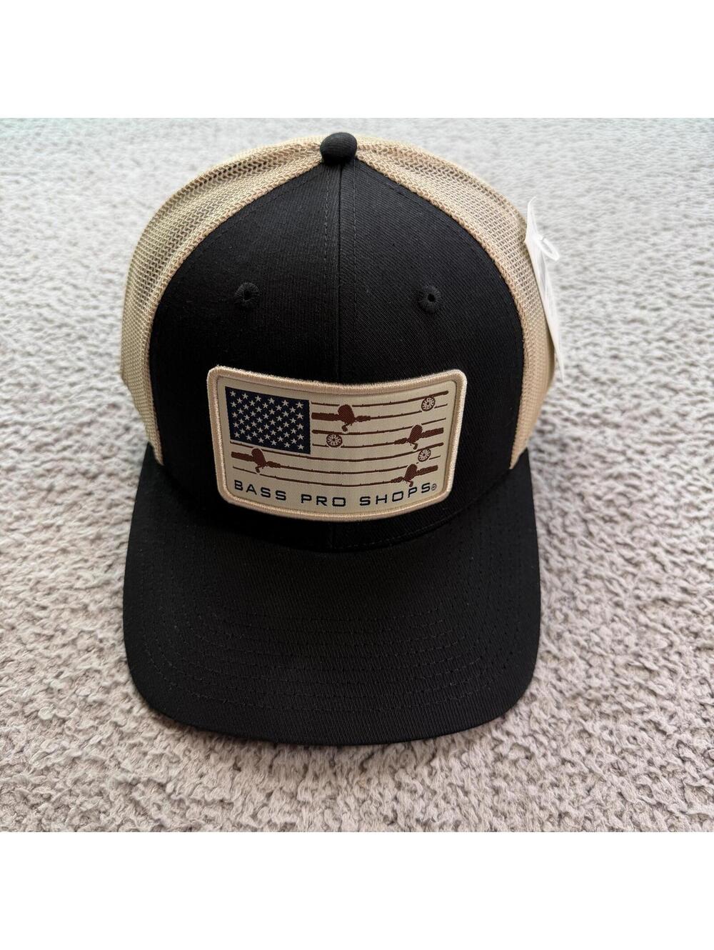 Bass Pro Shops American Fishing Trucker Hat Black Snapback